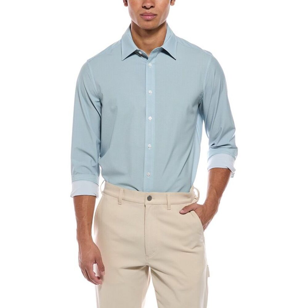Report Collection Mens 4-Way Printed Woven Sport Shirt, Green